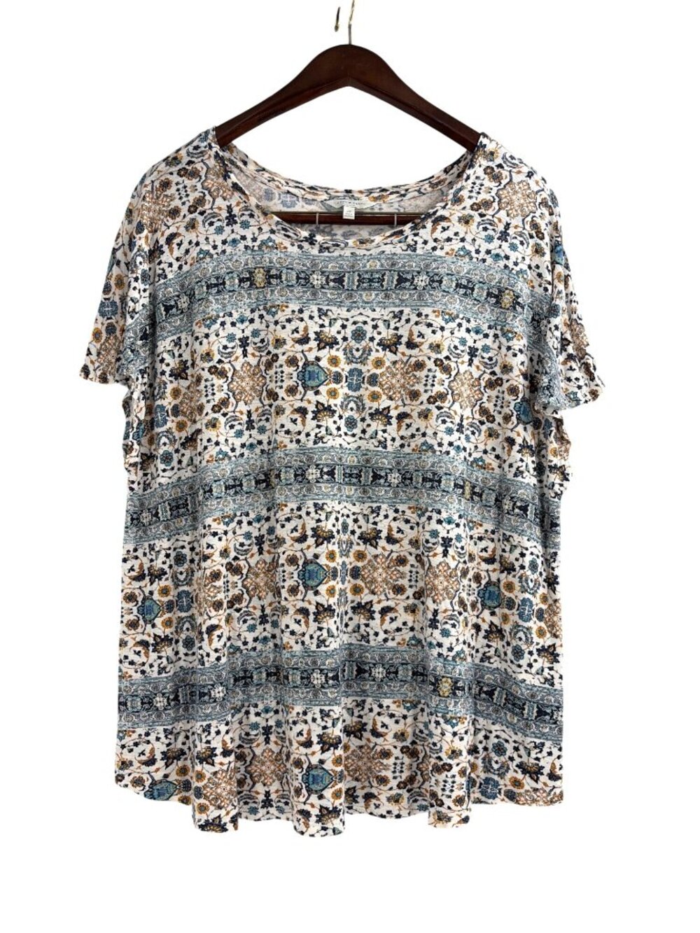 Lucky Brand Womens Plus Size 2X Boho Floral Soft Viscose Oversized Top Casual